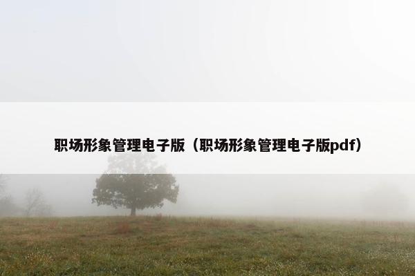 职场形象管理电子版（职场形象管理电子版pdf）