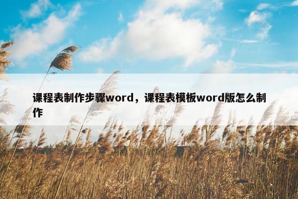 课程表制作步骤word，课程表模板word版怎么制作