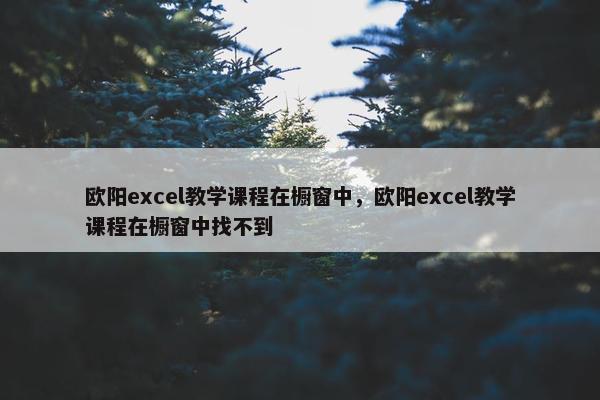 欧阳excel教学课程在橱窗中，欧阳excel教学课程在橱窗中找不到