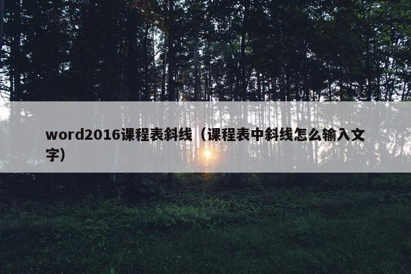 word2016课程表斜线（课程表中斜线怎么输入文字）