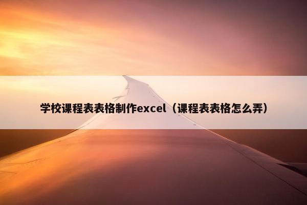 学校课程表表格制作excel（课程表表格怎么弄）