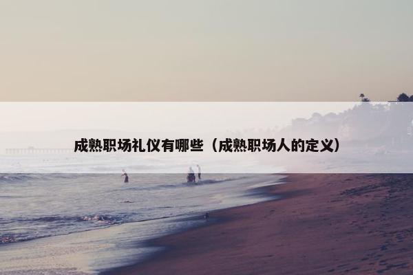 成熟职场礼仪有哪些（成熟职场人的定义）