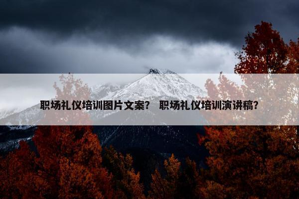 职场礼仪培训图片文案？ 职场礼仪培训演讲稿？