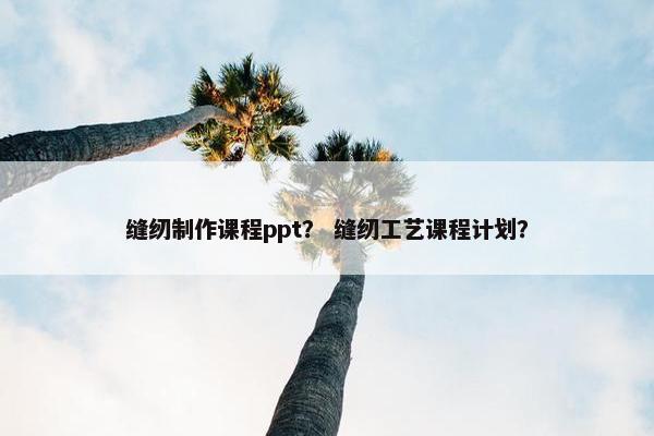 缝纫制作课程ppt？ 缝纫工艺课程计划？