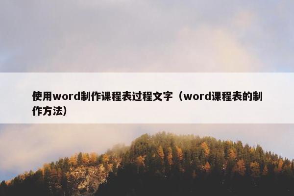 使用word制作课程表过程文字（word课程表的制作方法）