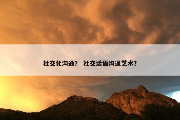 社交化沟通？ 社交话语沟通艺术？