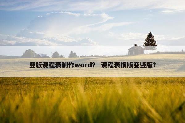 竖版课程表制作word？ 课程表横版变竖版？