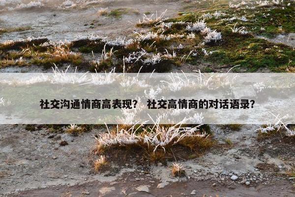 社交沟通情商高表现？ 社交高情商的对话语录？