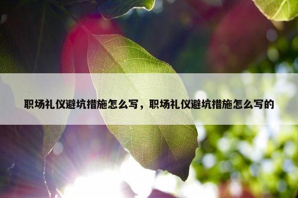 职场礼仪避坑措施怎么写，职场礼仪避坑措施怎么写的
