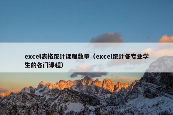 excel表格统计课程数量（excel统计各专业学生的各门课程）