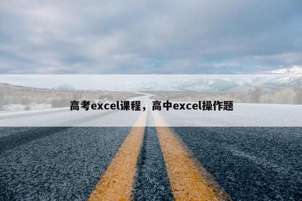 高考excel课程，高中excel操作题