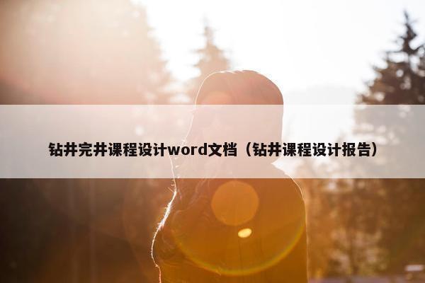 钻井完井课程设计word文档（钻井课程设计报告）