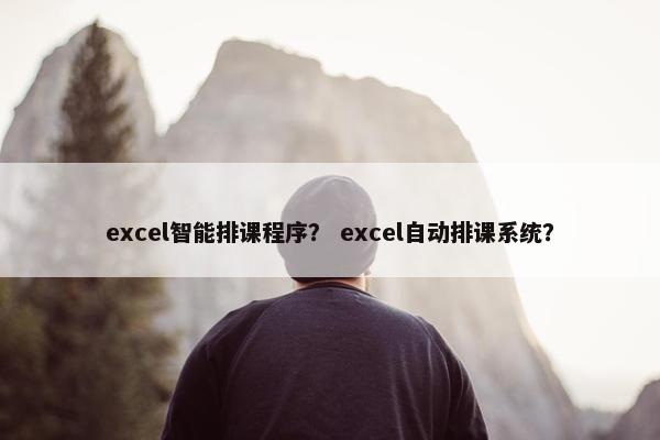 excel智能排课程序？ excel自动排课系统？