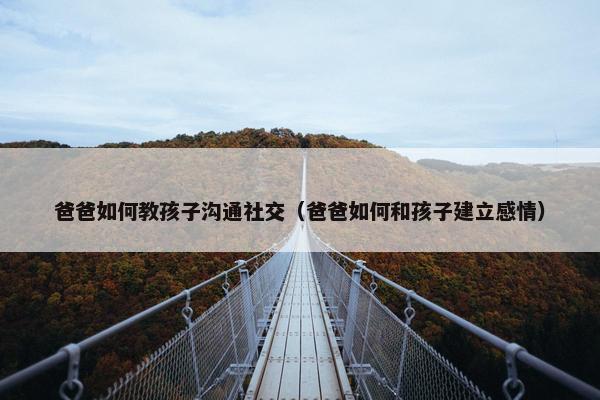 爸爸如何教孩子沟通社交（爸爸如何和孩子建立感情）