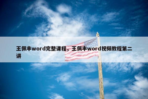 王佩丰word完整课程，王佩丰word视频教程第二讲