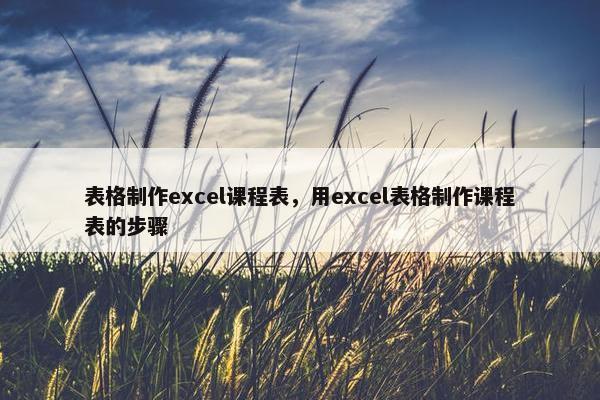 表格制作excel课程表，用excel表格制作课程表的步骤