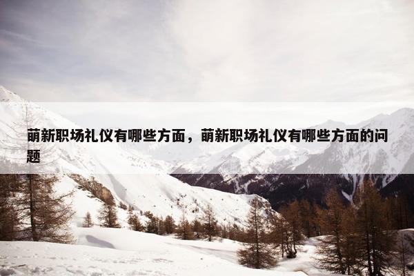 萌新职场礼仪有哪些方面，萌新职场礼仪有哪些方面的问题