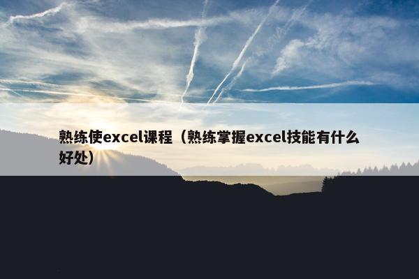 熟练使excel课程（熟练掌握excel技能有什么好处）