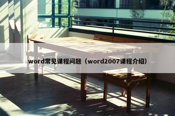 word常见课程问题（word2007课程介绍）