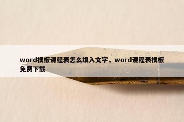 word模板课程表怎么填入文字，word课程表模板免费下载