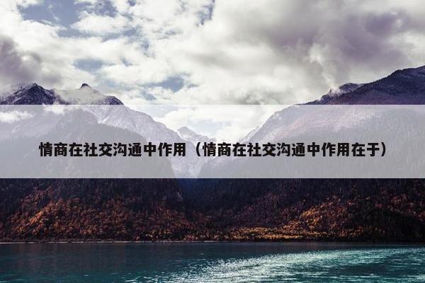 情商在社交沟通中作用（情商在社交沟通中作用在于）