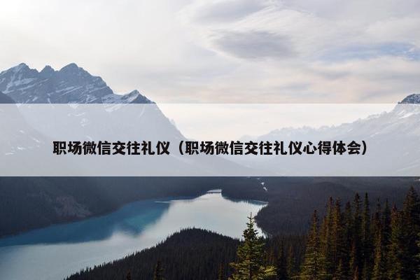 职场微信交往礼仪（职场微信交往礼仪心得体会）