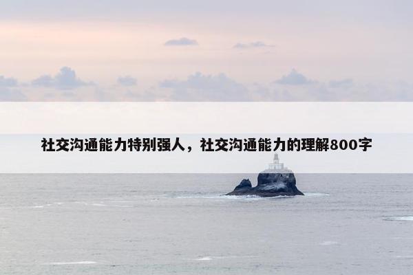 社交沟通能力特别强人，社交沟通能力的理解800字