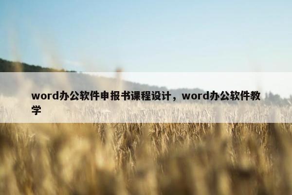 word办公软件申报书课程设计，word办公软件教学