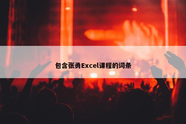 包含张勇Excel课程的词条