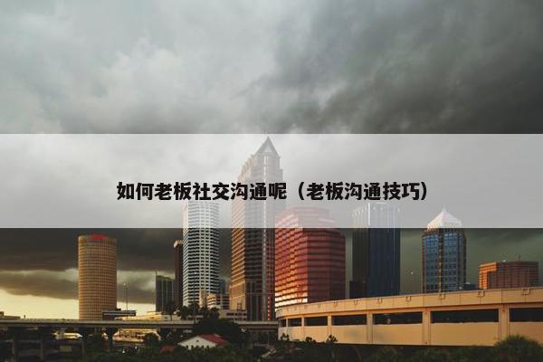 如何老板社交沟通呢（老板沟通技巧）