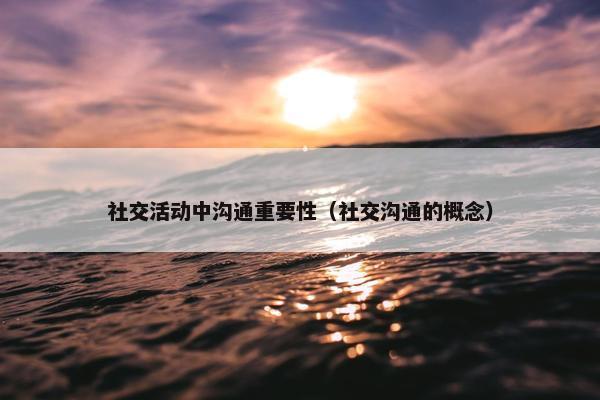 社交活动中沟通重要性（社交沟通的概念）