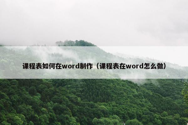 课程表如何在word制作（课程表在word怎么做）