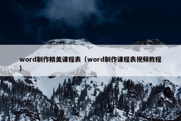 word制作精美课程表（word制作课程表视频教程）