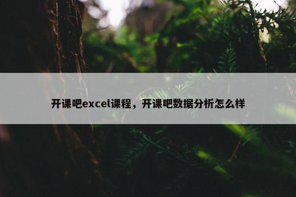 开课吧excel课程，开课吧数据分析怎么样