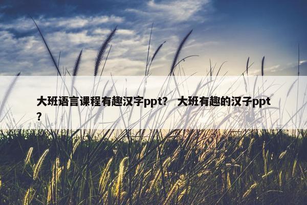 大班语言课程有趣汉字ppt？ 大班有趣的汉子ppt？