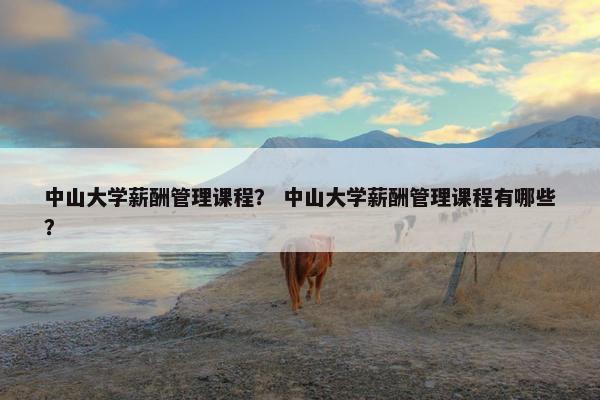 中山大学薪酬管理课程？ 中山大学薪酬管理课程有哪些？