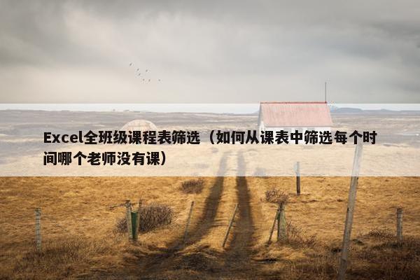 Excel全班级课程表筛选（如何从课表中筛选每个时间哪个老师没有课）