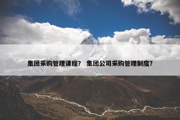 集团采购管理课程？ 集团公司采购管理制度？