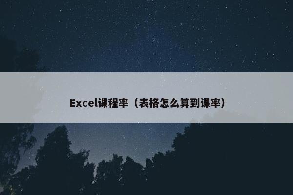 Excel课程率（表格怎么算到课率）