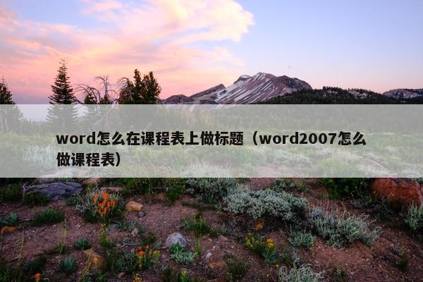 word怎么在课程表上做标题（word2007怎么做课程表）