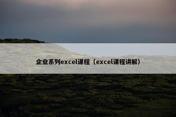 企业系列excel课程（excel课程讲解）