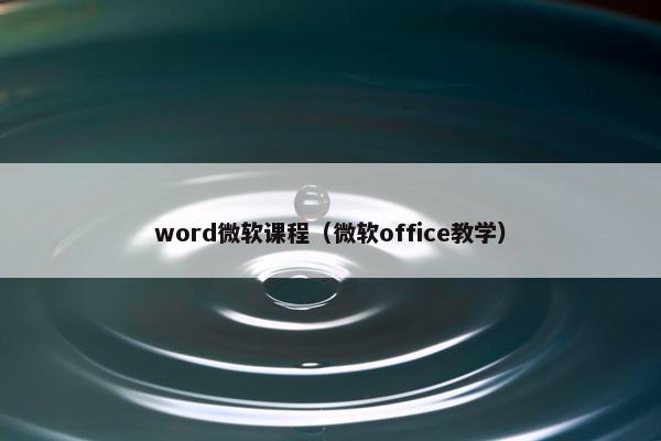 word微软课程（微软office教学）