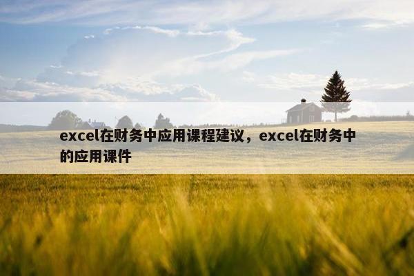 excel在财务中应用课程建议，excel在财务中的应用课件
