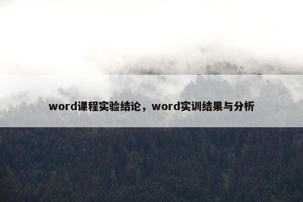 word课程实验结论，word实训结果与分析