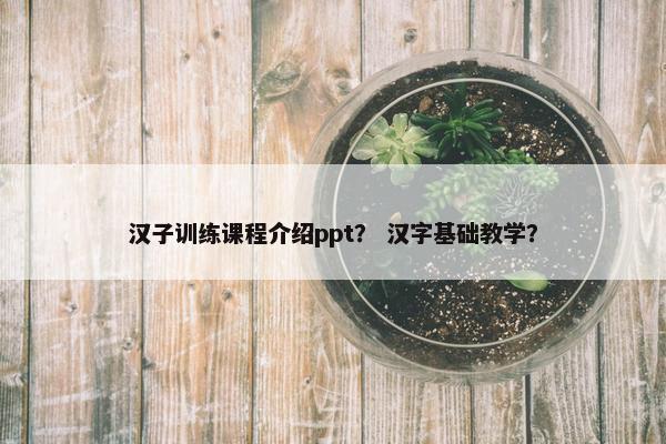 汉子训练课程介绍ppt？ 汉字基础教学？
