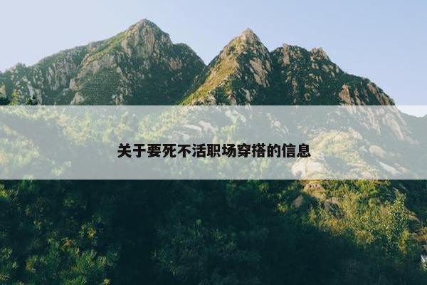 关于要死不活职场穿搭的信息