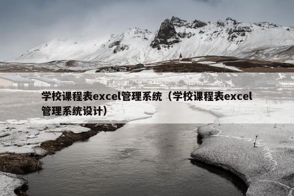 学校课程表excel管理系统（学校课程表excel管理系统设计）