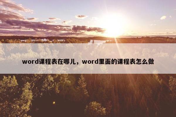 word课程表在哪儿，word里面的课程表怎么做