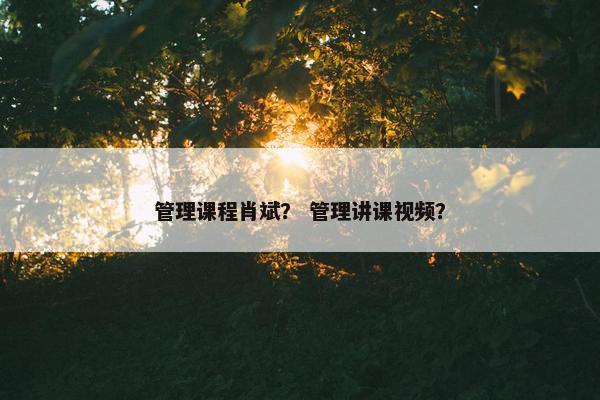 管理课程肖斌？ 管理讲课视频？
