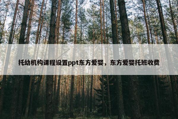托幼机构课程设置ppt东方爱婴，东方爱婴托班收费